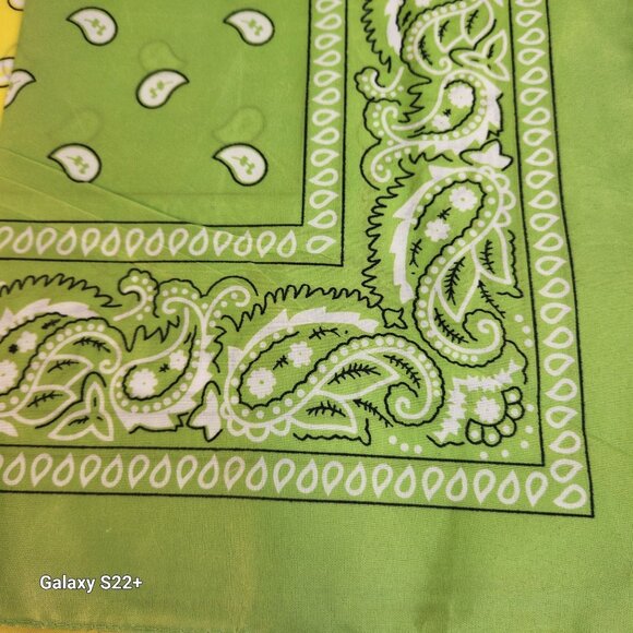 Bright Yellow and Green Colorful Bandanas 21x21 Inch Square Western Style - Picture 5 of 8